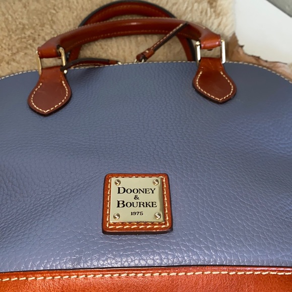 Dooney & Bourke Pebble Grain Zip Zip Satchel in Blue and Brown - Picture 4 of 15
